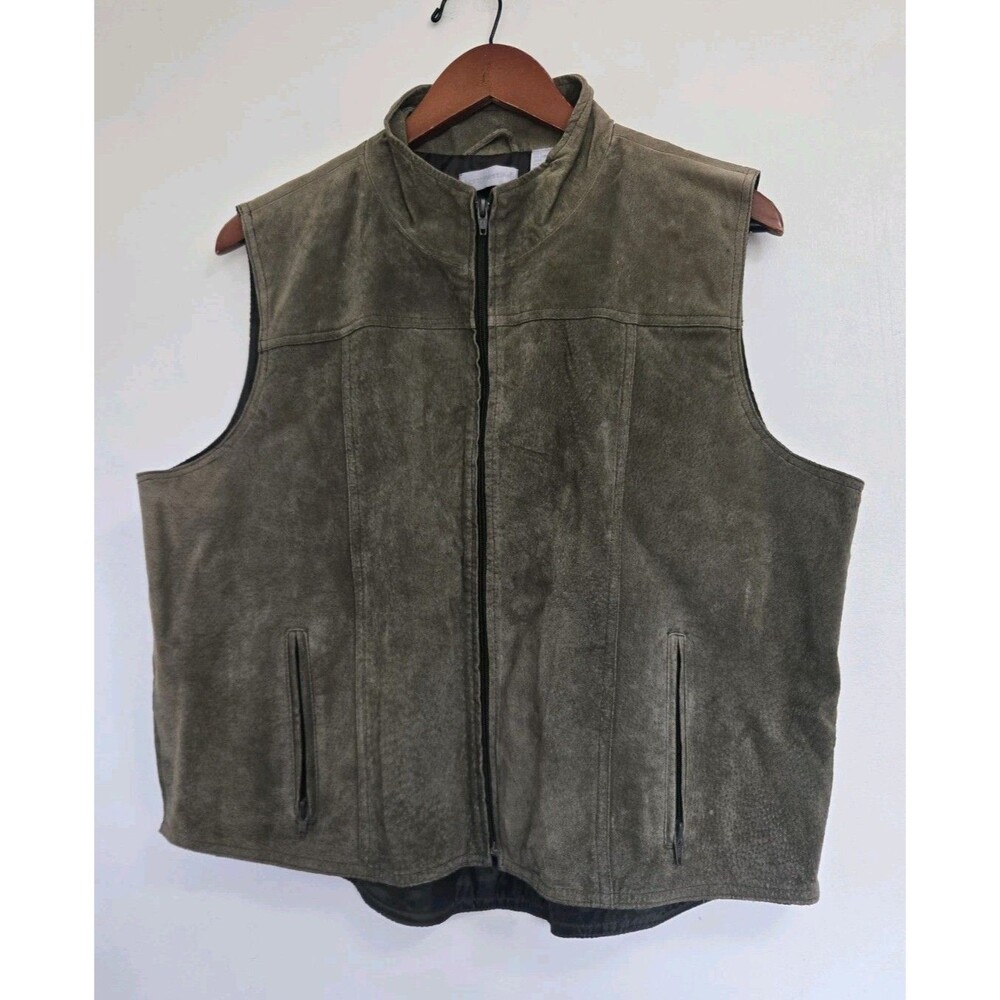 VTG North West Blue Vest Womens XL Leather Y2K Zip Biker Outdoor Jacket Layering